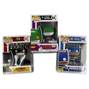 Funko Pop Set of 3 Batman Super Heroes joker gingerbread vinyl figurine